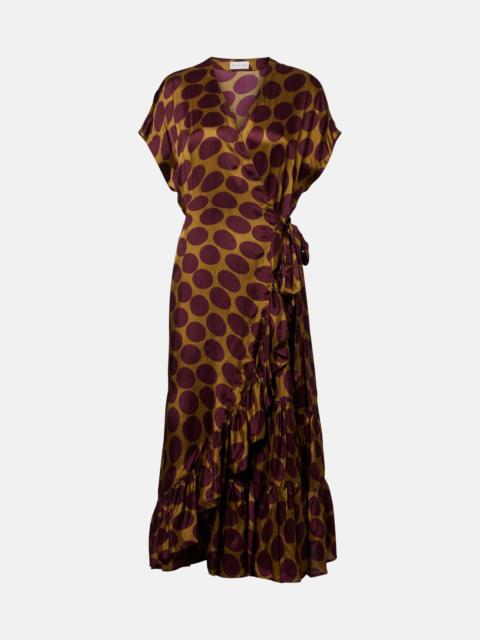Dries Van Noten Polka-dot satin wrap dress