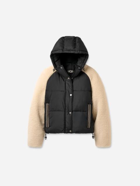 UGG ® Women's Mykah ®braid Puffer Jacket Polyester in Black/Cream