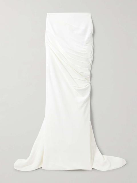 Stella McCartney Train ruched crepe maxi skirt White