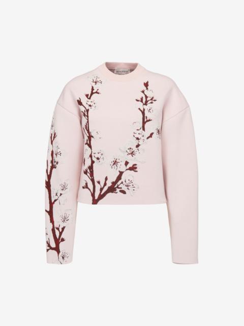 Women's Cherry Blossom Cocoon Sleeve Jumper in Pink/multicolor