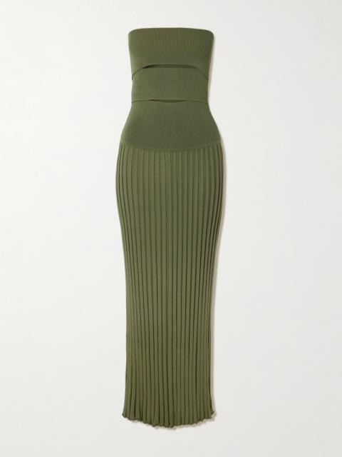 CHRISTOPHER ESBER Sunray strapless cutout ribbed-knit dress Green