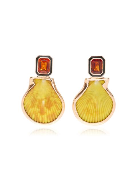DEZSO 18K Gold Clam Shell And Citrine Earrings multi