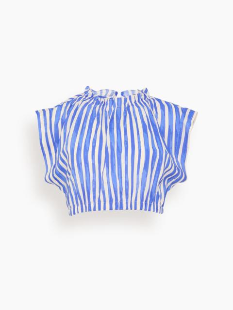 lemlem Muna Ruched Crop Top in Qeba Blue