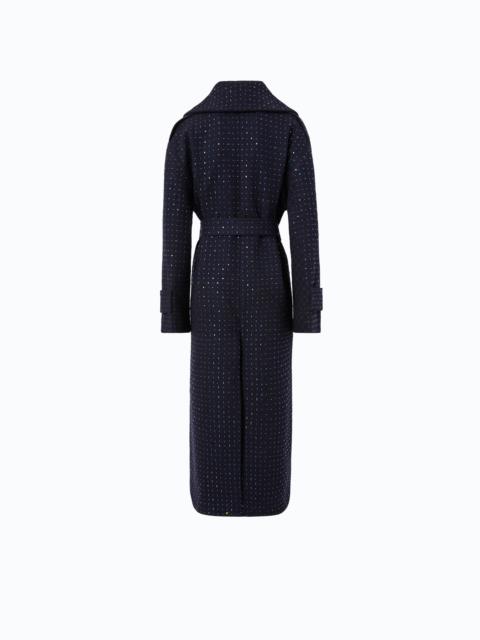 PINKO FULLY RHINESTONED LONG WOOL COAT