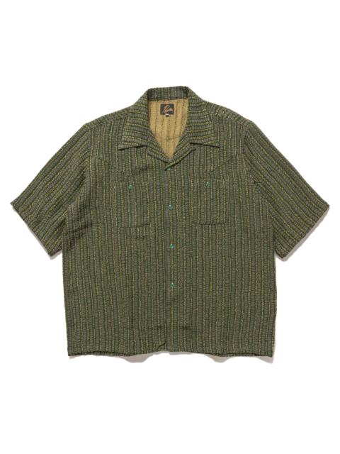 NEEDLES S/S Cowboy One-Up Shirt - R/AC/PE Abstract Stripe Jq. Green