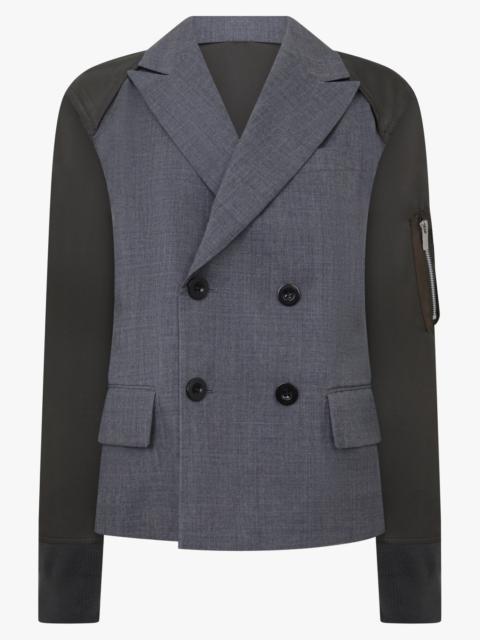 sacai SUIT JACKET WITH CONTRAST SLEEVE | GREY/KHAKI