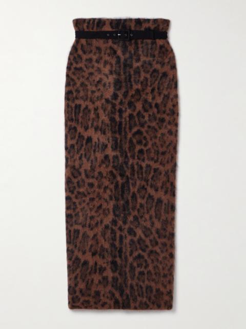 ADAM LIPPES Levi Belted Leopard-print Brushed-cashmere Midi Skirt