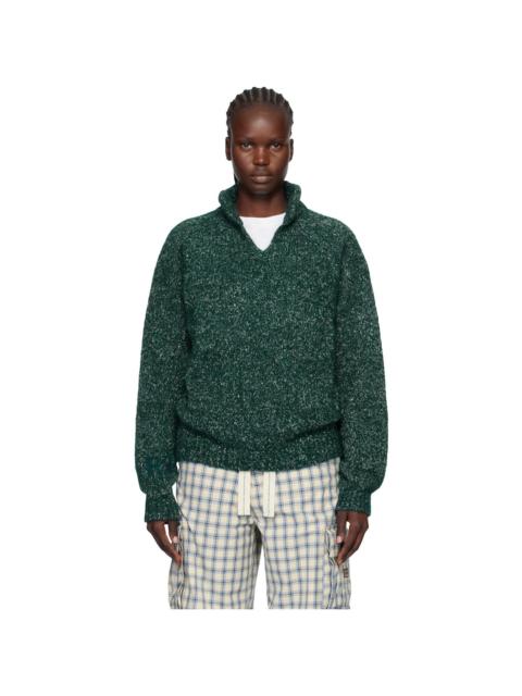 ERL Green Slit Neck Alpaca Polo