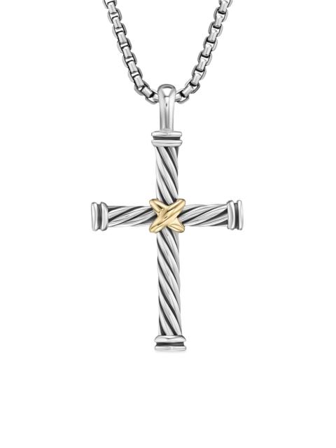 DAVID YURMAN Men's Cable Cross Pendant in Sterling Silver with 18K Yellow Gold, 35MM - Silver Gold