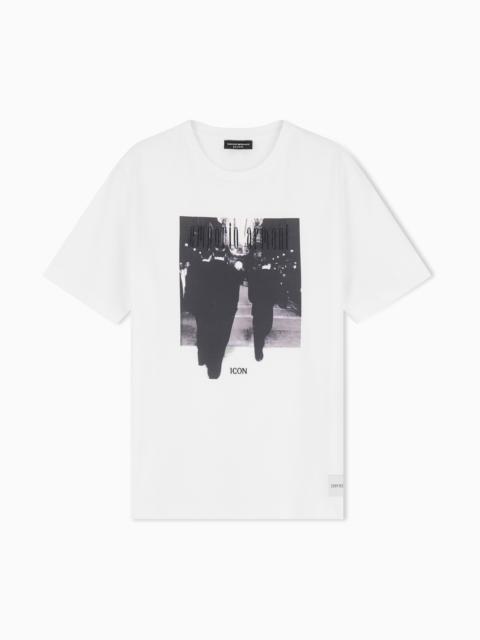 EMPORIO ARMANI ICON JERSEY T-SHIRT WITH PHOTOGRAPHIC PRINT AND EMBROIDERY