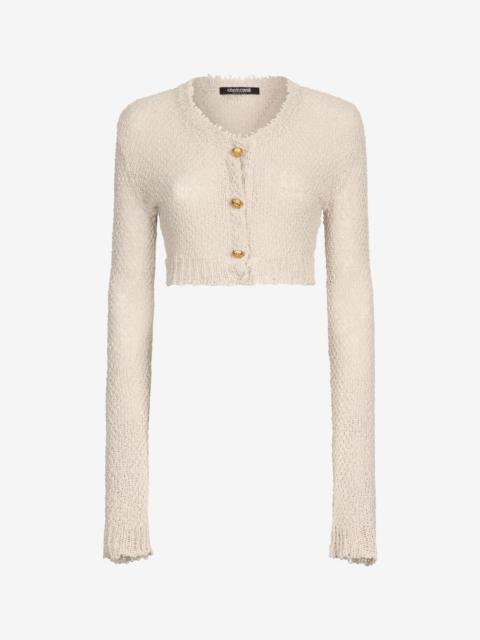 Roberto Cavalli Cropped Cardigan with Gold Buttons