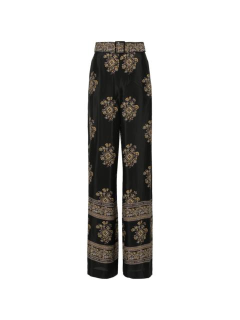 Zimmermann floral-print belted palazzo pants