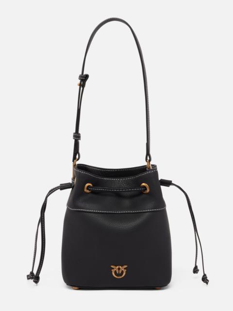 PINKO SMALL LEATHER BUCKET BAG WITH SHOULDER STRAP