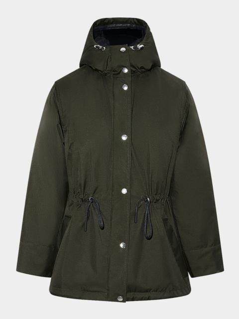 Yves Salomon A-Line Down Jacket with Removable Hood & Fur Trim