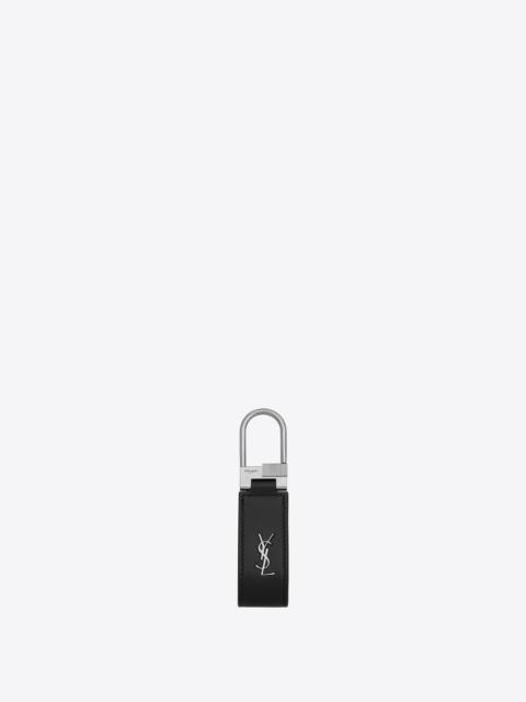SAINT LAURENT tiny cassandre keyring in shiny leather
