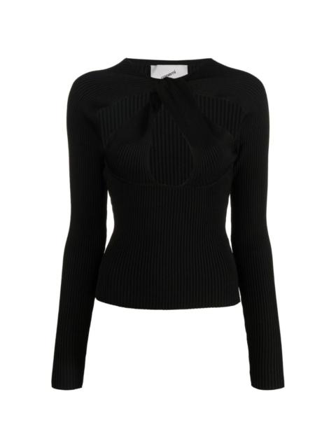 twisted cut-out rib-knit top