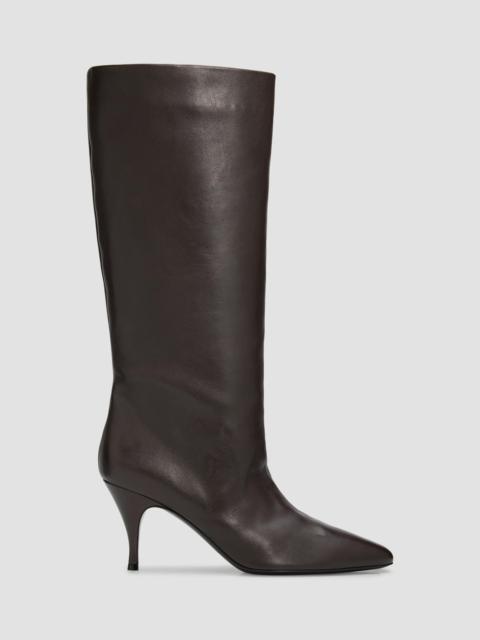 herbert levine Women's Silhouette 80MM Leather Knee-High Boots - Calf Dark Brown