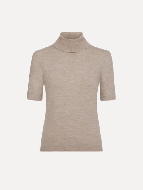 Oscar de la Renta TURTLENECK WOOL SHORT-SLEEVE PULLOVER