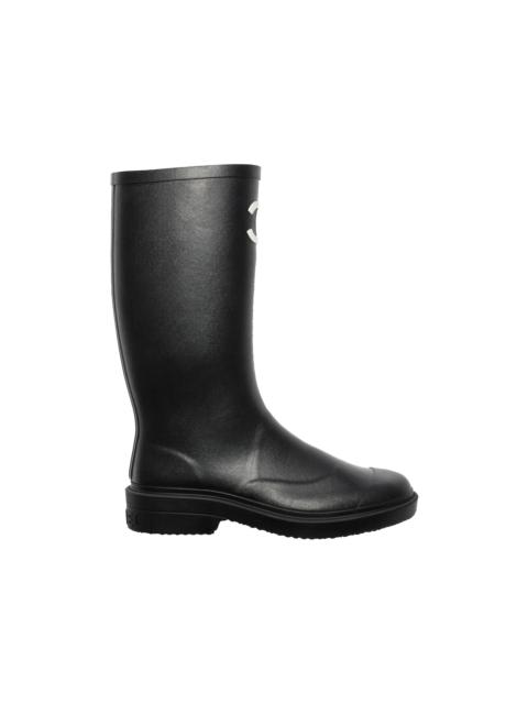 CHANEL Chanel Rubber Rain Boots Black