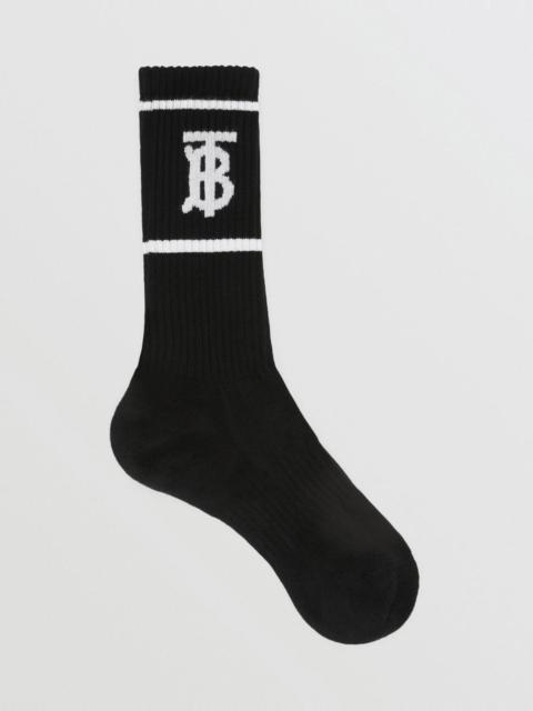 Monogram Motif Intarsia Cotton Blend Socks