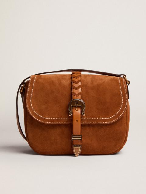 Golden Goose Medium Rodeo Bag in rum-colored suede