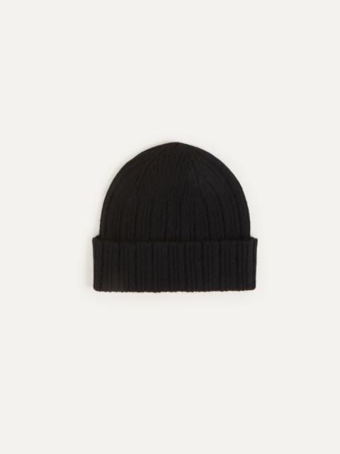 Drake's Black Geelongora Ribbed Knit Cap