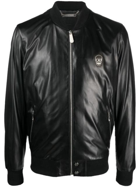 PHILIPP PLEIN Skull leather bomber jacket