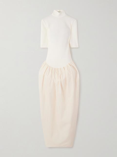 MAGDA BUTRYM Asymmetric Pleated Jersey-trimmed Cotton-poplin Dress