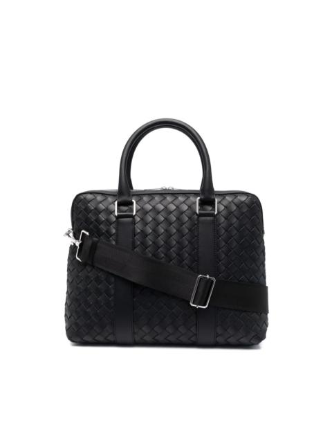 Intrecciato leather briefcase