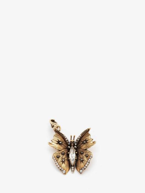 Alexander McQueen Large Butterfly Charm in Antique Gold
