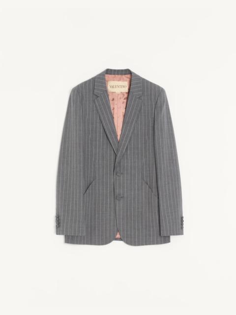 Valentino VALENTINO SINGLE-BREASTED JACKET IN PINSTRIPE WOOL