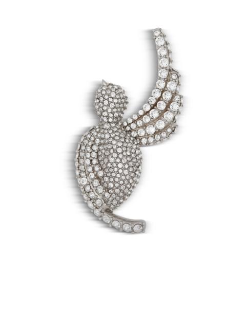 Balmain Rhinestone and palladium Swallow brooch