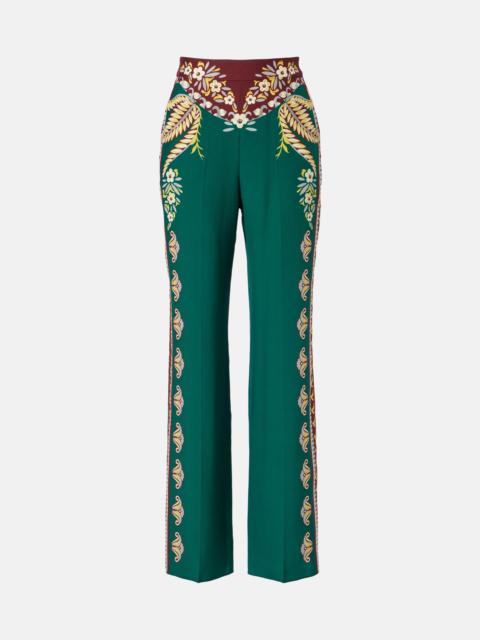Etro Printed silk wide-leg pants