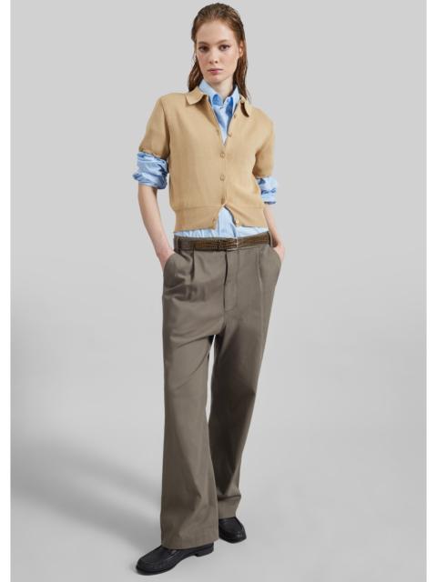 LOW CLASSIC Low Classic Drawstring Washed Cotton Pants - Khaki