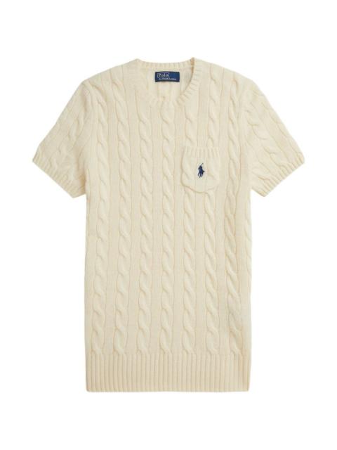 Polo Ralph Lauren cable-knit chest-pocket short-sleeve sweater