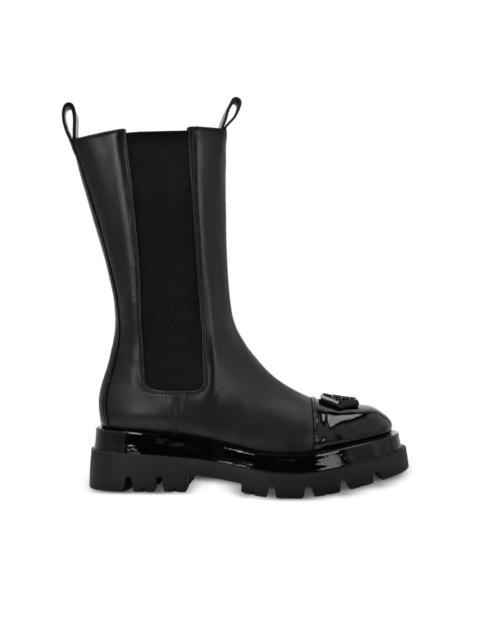 PHILIPP PLEIN logo-plaque leather midi boots