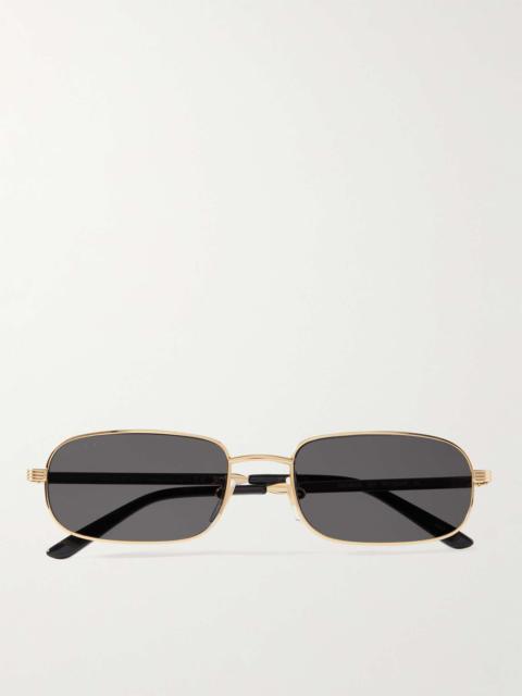 GUCCI Rectangular-Frame Gold-Tone Sunglasses