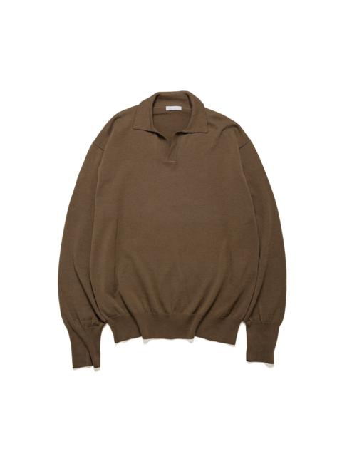 KAPTAIN SUNSHINE Cotton Knit Skipper Shirt Mocha Brown
