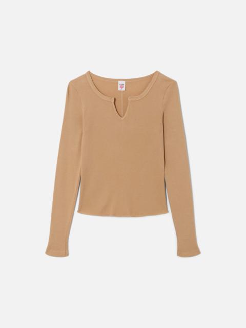 RE/DONE Hanes V Cut Baby Long Sleeve - Khaki