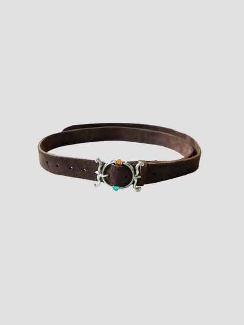 SUEDE BELT WITH STERLING SILVER BUCKLE (EXTRA LONG)