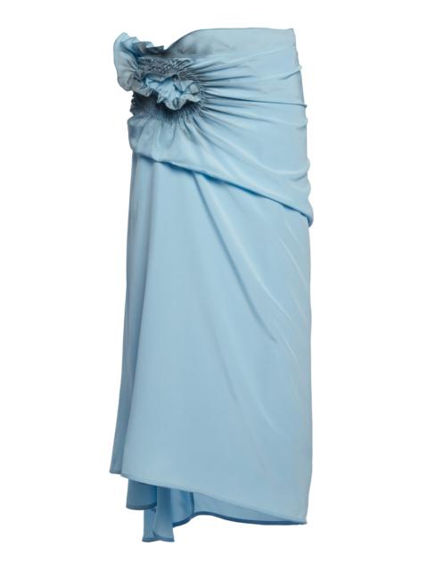 Victoria Beckham Smock-Detailed Silk Skirt light blue