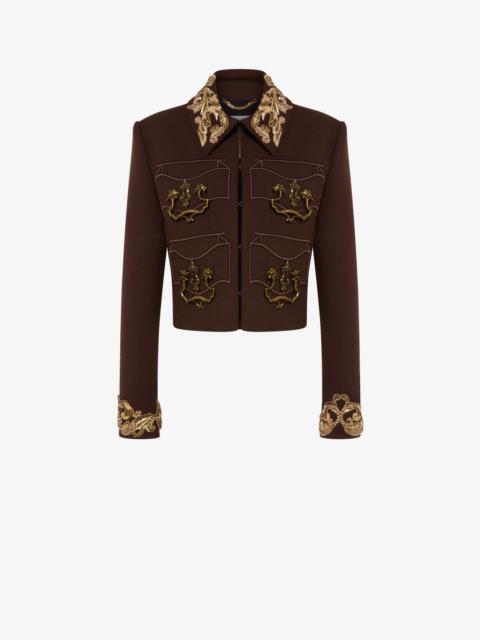 Moschino HANDLE WITH CARE CROPPED CREPE JACKET