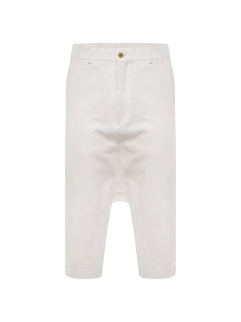 Comme des Garçons Homme Plus Oversized Dropped-Crotch Cropped Trousers in White