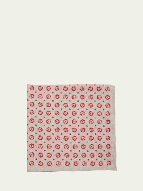 Brunello Cucinelli Men's Geometric-Print Silk Pocket Square