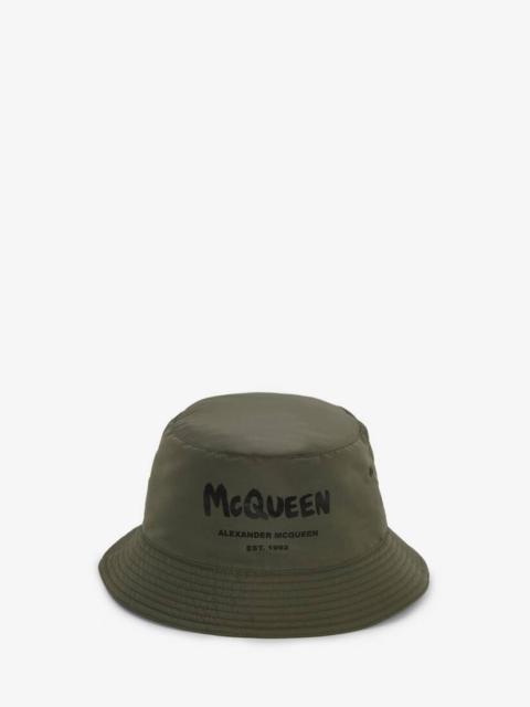 Alexander McQueen Mcqueen Graffiti Bucket Hat in Khaki