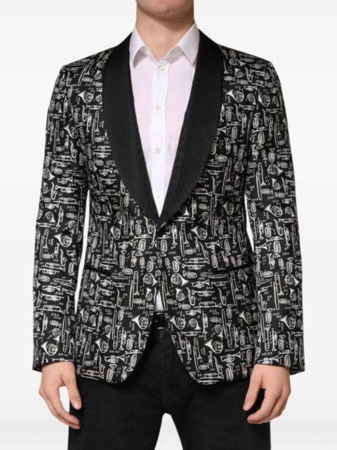 Dolce & Gabbana instrument-print shawl-lapel blazer