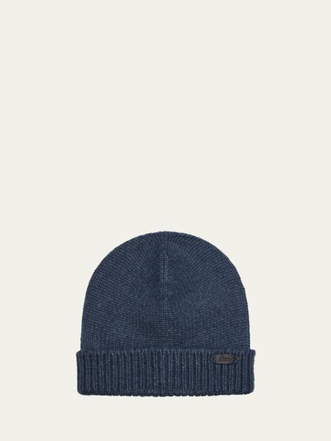 Brioni Men's Cashmere Knit Logo-Patch Beanie