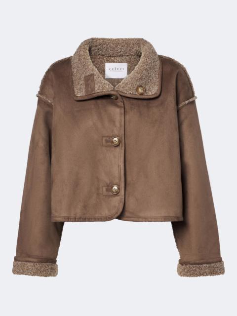 velvet Esme teddy-lined cropped jacket