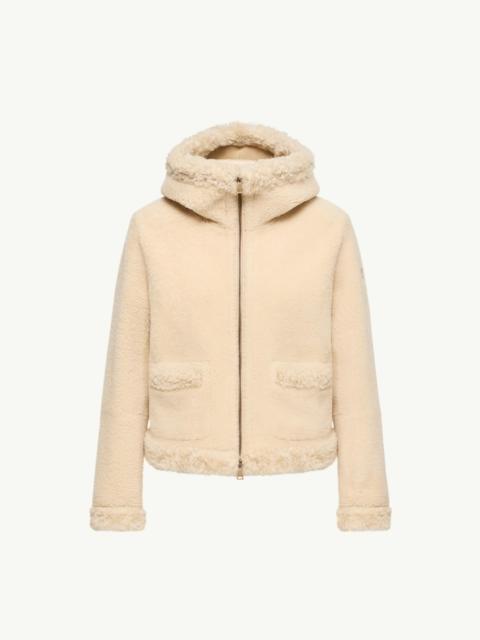 Moncler Leuctre Hooded Shearling Short Down Jacket