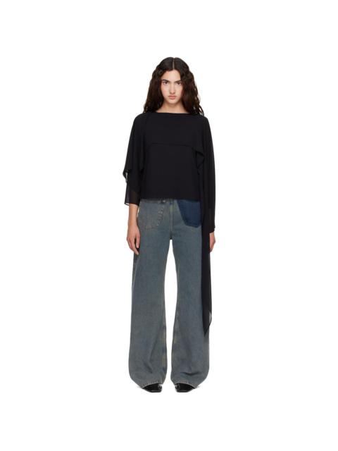 MM6 Maison Margiela Black Chiffon Long-Sleeved Blouse